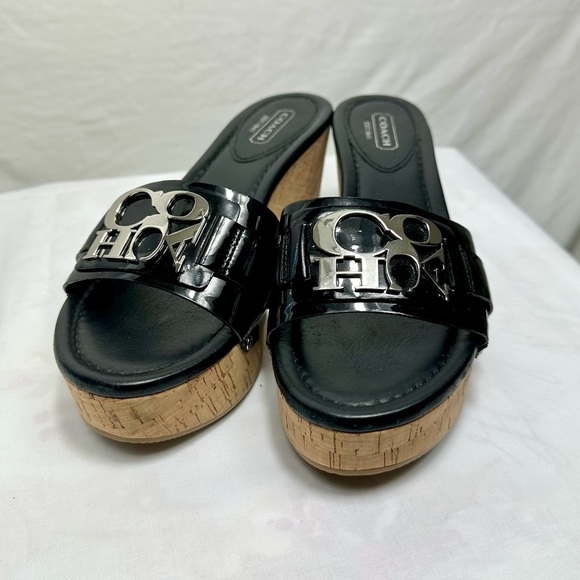 Coach Shoes - Coach Cork Wedges Black